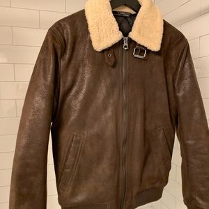 Zara Suede and faux Shearling jacket in size S